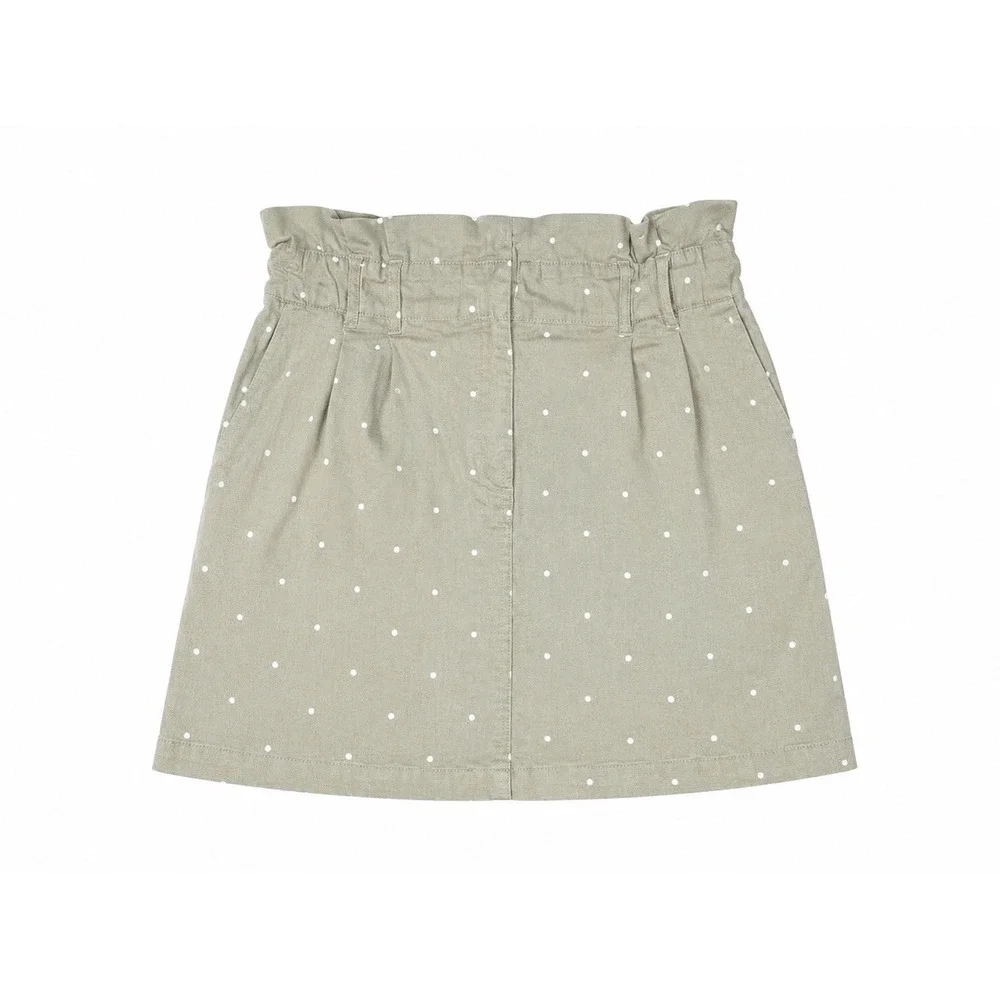 Blu‎ Pepper Polka Dot Paperbag Waist Large Mini Skirt Sage Green cottagecore
